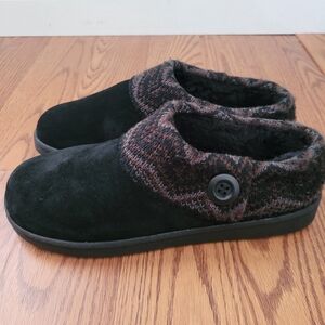 Clarks Slipper Indoor Outdoor Clog Size 11 Suede Leather Upper Fur Lined Cozy